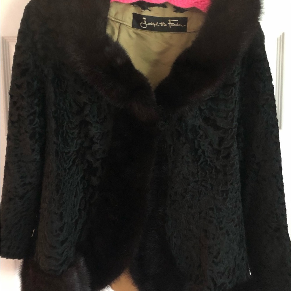 Vintage 1960s Joseph Black Persian Lamb Jacket with Mink Trim